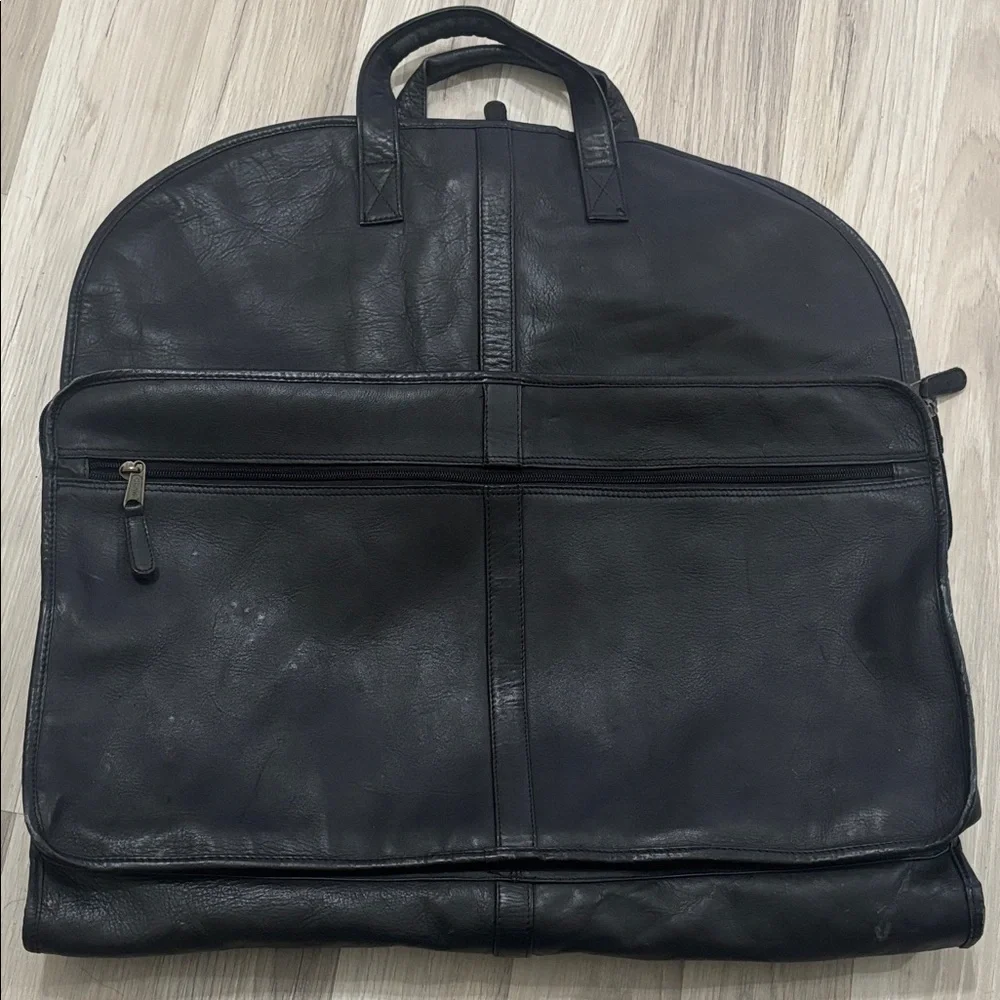 Clava Slim‎ Leather Black Garment Bag - Men's Travel Carry Case